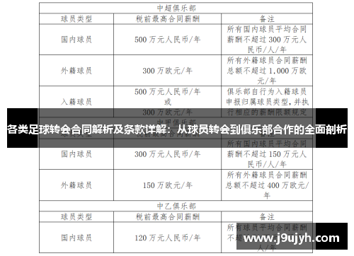 各类足球转会合同解析及条款详解：从球员转会到俱乐部合作的全面剖析